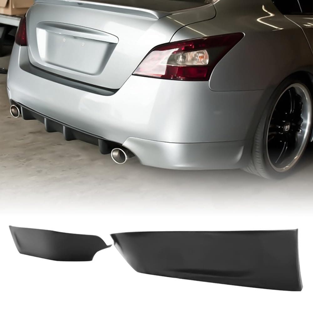 Rear Bumper Diffuser Lip Side Corner Apron, Compatible with 2009-2015 Nissan Maxima, PU Rear Lower Lip Valance Splitter, Unpainted Black