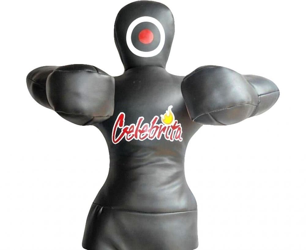 Celebrita Italy Punching Bag MMA Grappling Judo Dummy unfilled - Fighting Position MMA331 Leather - Black 70" Up to 55kg/121 lb