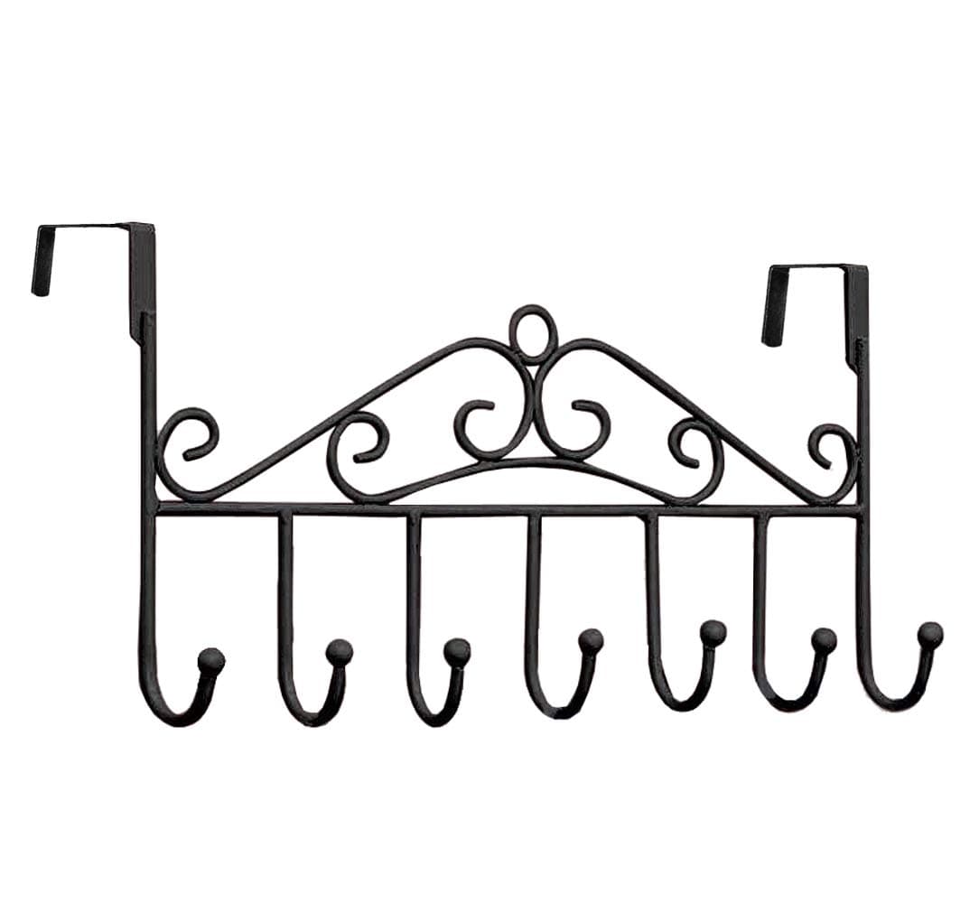 Youdepot Over The Door Hook,Over Door Coat Rack,Over Door Towel Rack,Door Hooks,Door Hanger Hook of Bathroom,Clothes,Belt, Hat,Behind Back of Bathroom, Towel Hanger 7 Hooks,Black.