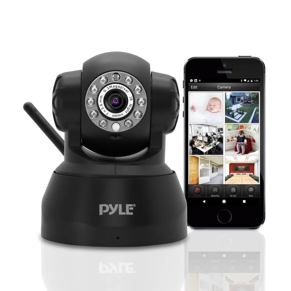 Indoor Wireless Security IP Camera - Home WiFi Remote Video Monitor w/ Motion Detection and Night Vision - PTZ Pan Tilt Network Surveillance, Voice Mic Audio for Mobile, Windows & Mac - Pyle PIPCAM5