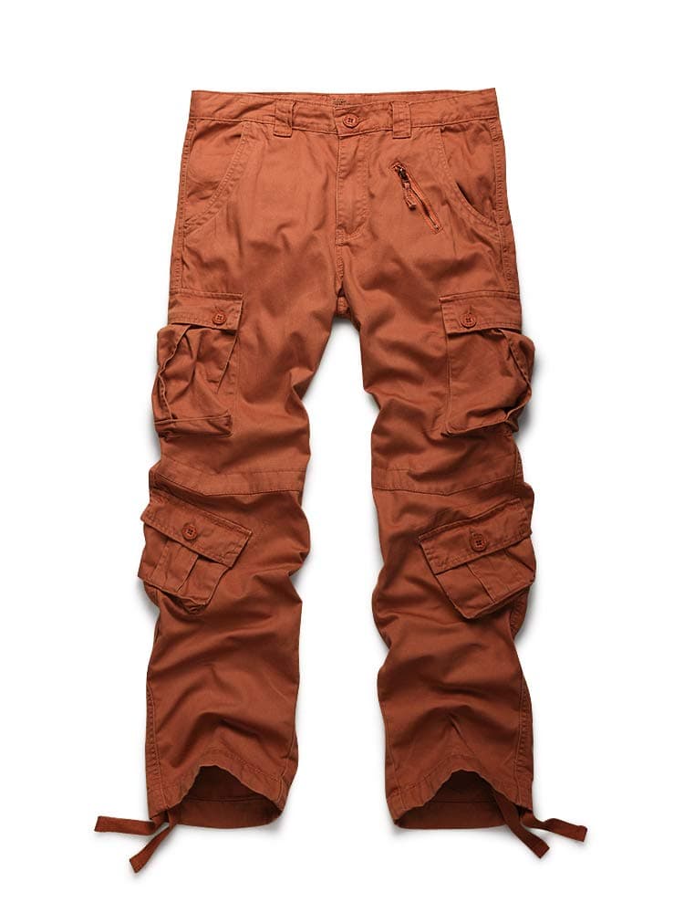Men's Camo Hiking Cargo Work Pants, 8 Pockets, Relax Fit Casual Trousers Camo F 30