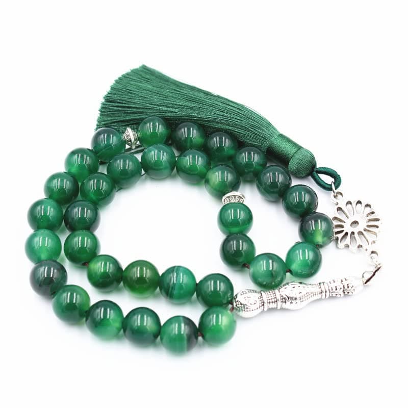 BINIAT 10mm Muslim Prayer Beads 33-Prayer Tasbih Beads Islamic Rosary Pure Natural Agate Islam Prayer Rosary Beads Ramadan Gift