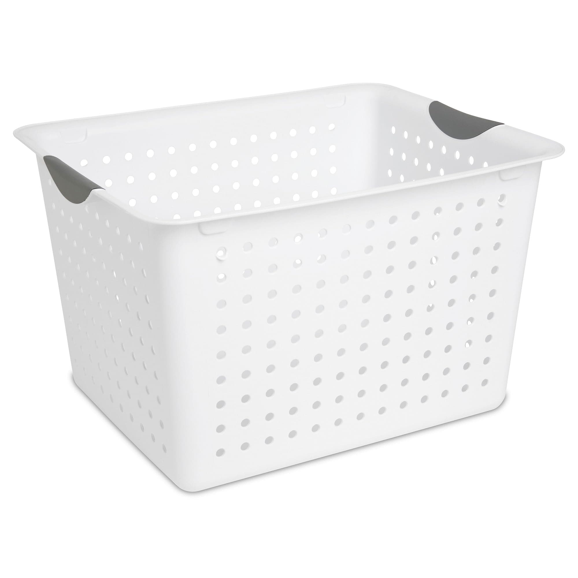 6-Pack Deep Ultra Basket, Open Top Plastic Storage Organizer, White - Classic Baskets for Organizing Countertops, Pantry Shelves, Kitchen Cabinets, Laundry Rooms or Home Offices