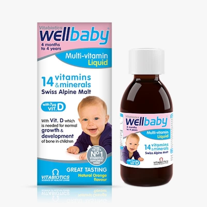 4 Pack Wellbaby 6 Months - 4 Years Old, 14 Essential Mulivitamin (Including Vitamin D)