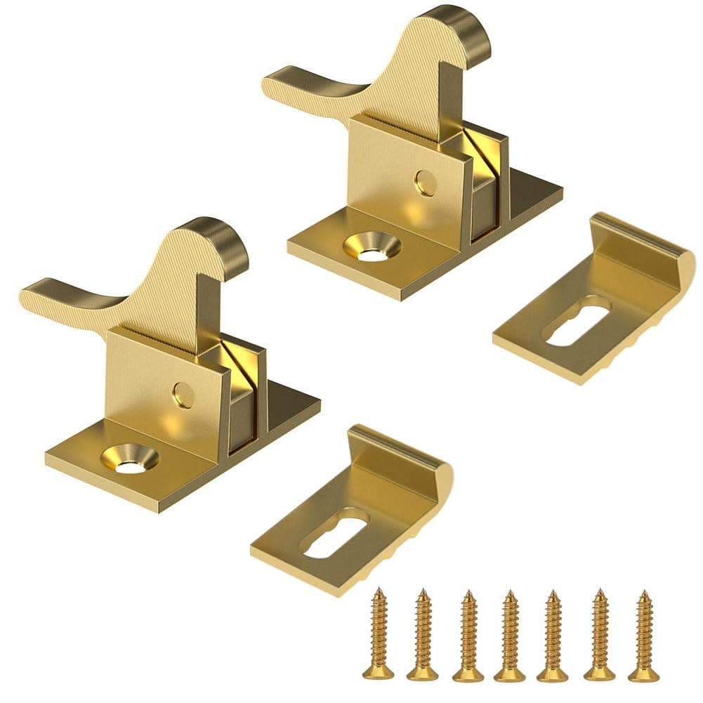 2 Pack Brass Heavy Duty Elbow Latch Window - Cabinet Door Latch for Home/Office/Cabinet Doors &Window Doors,with Mounting Screws