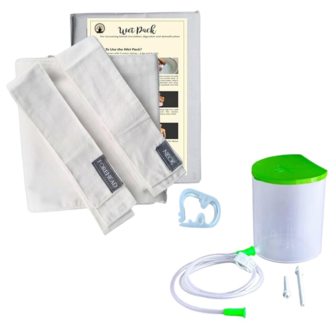 Wet Pack cotton patti and Enema kit Satvik 1500ml improved model combo pack with user manual