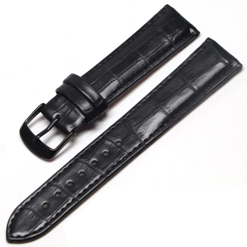 ewatchaccessories 18mm Genuine Leather Watch Band Strap Fits CLASSIMA XL Black Black Buckle