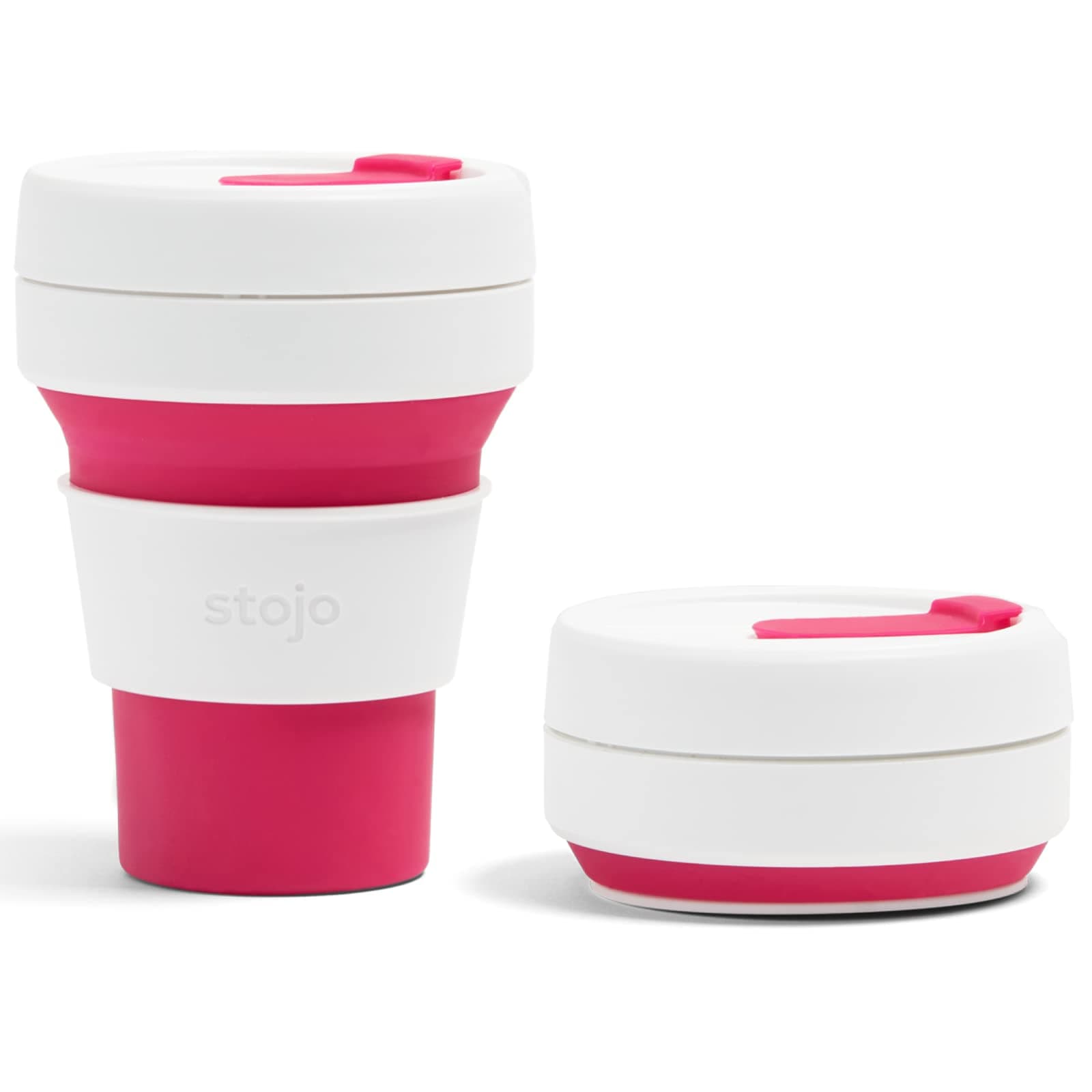 Stojo Collapsible Coffee Cup, Silicone, Pink, 5 x 9 x 9 cm