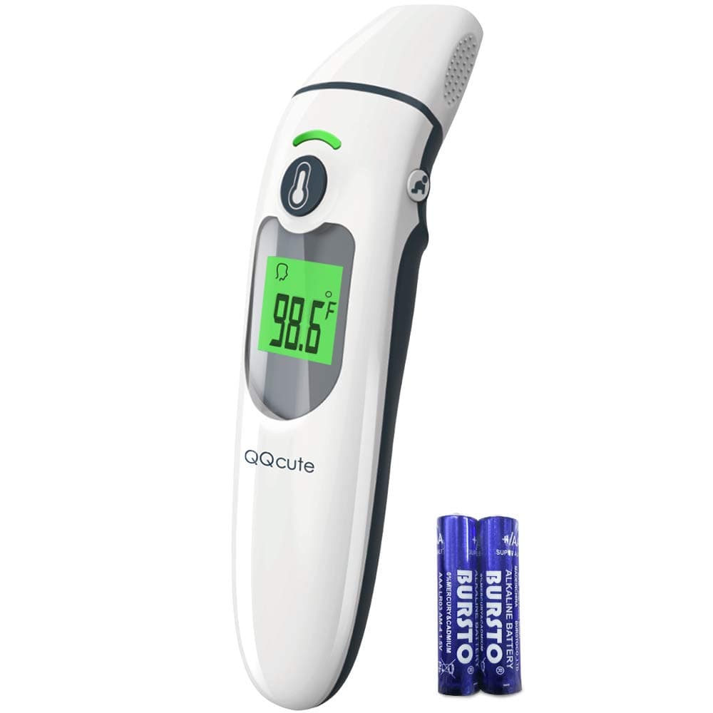 QQcute Infrared Thermometer for Fever, Contact Thermometer for Adult and Kids, Forehead and Ear Thermometer, Digital Thermometer for Adults, Children, Babies