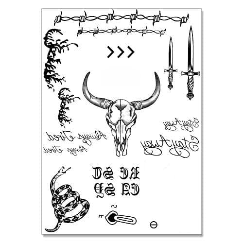 EBaokuup Halloween Face Tattoo Set,Oxhead Face Temporary Tattoos,Cow Skull Face Tattoos Stickers for Halloween Costume Accessories