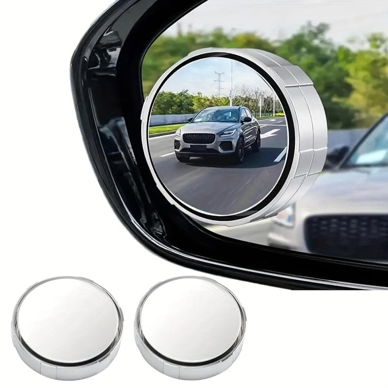 Raamesht Car Glass Mirror Blind Spot, 360° Mirror, Rear View Convex Mirror, Parking Mirror Car, Mirror Accessories Frameless Suitable All Cars and Bike (Pack of 2)