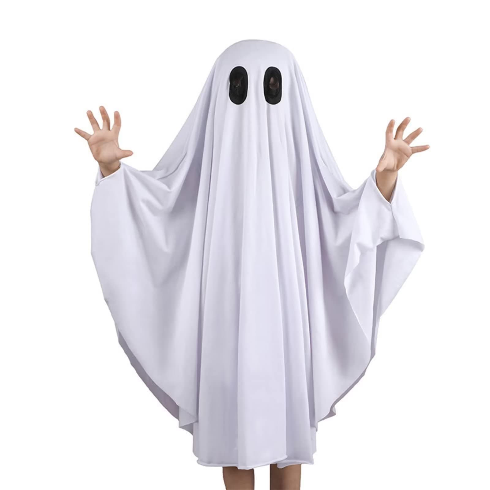 Unisex Kids Ghost Costume Halloween Costumes for Kids Boys Girls Fancy Dress Cosplay White Boo Ghost Cloak Clothes