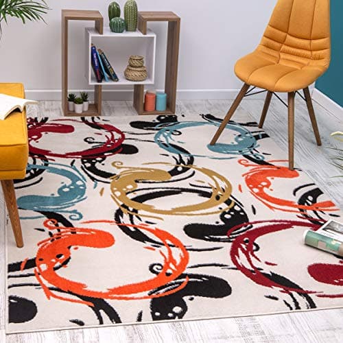 Antep Rugs 666PA Pastel Collection Contemporary Polypropylene Indoor Area Rug (Multicolor Pastel, 5' x 7')