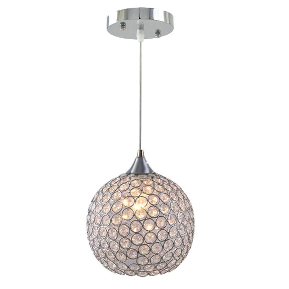 Single 1 Light 6 Inch Flush Mounted Mini Size Modern Ball Crystal Pendant Light Chandelier Lamp Fixture