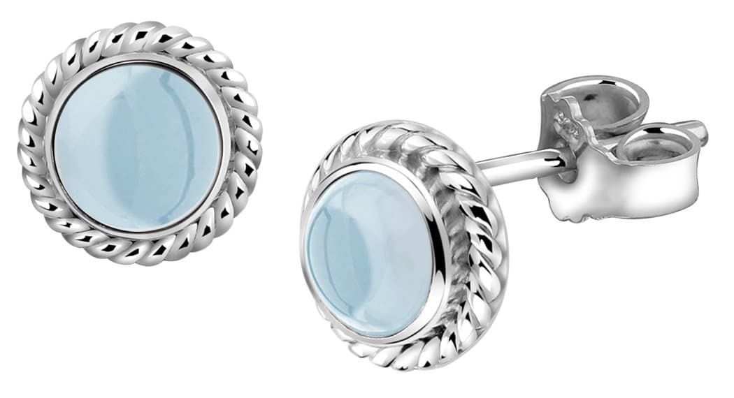 Nenalina222999-098 Silver Handmade Earrings with Genuine Gemstone Aquamarine