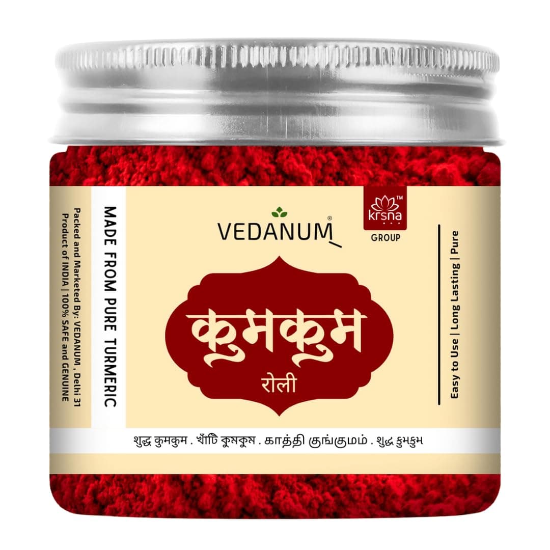 Red Kumkum Roli Tika Gold Grade 100% Natural Color Free 80 g Pack of 1 Pure Turmeric and Limestone for Pooja Rituals
