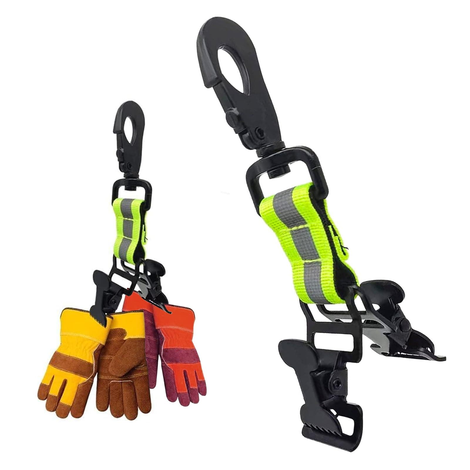 NICKLIN Fire Brigade Glove Holder Clips,Work Glove Clips with Metal Carabiners,Firefighter Glove Strap Holder for Hanging Gloves,Towels,Protective Helmets(Green)