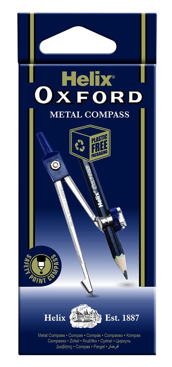 Helix Oxford Metal Compass & Pencil, Navy Blue