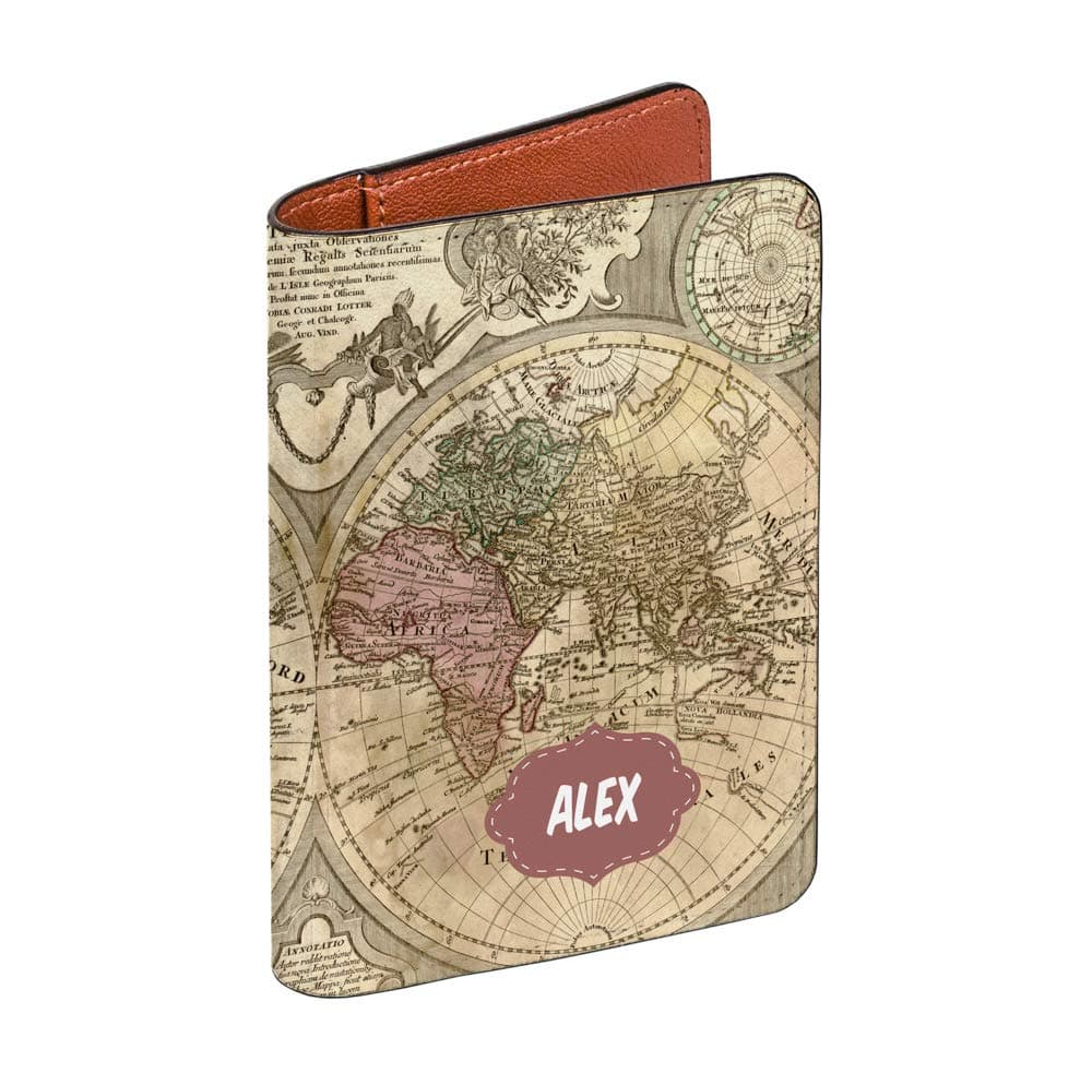 Vintage Map Collection - Personalized RFID Passport Holder for Women and Men