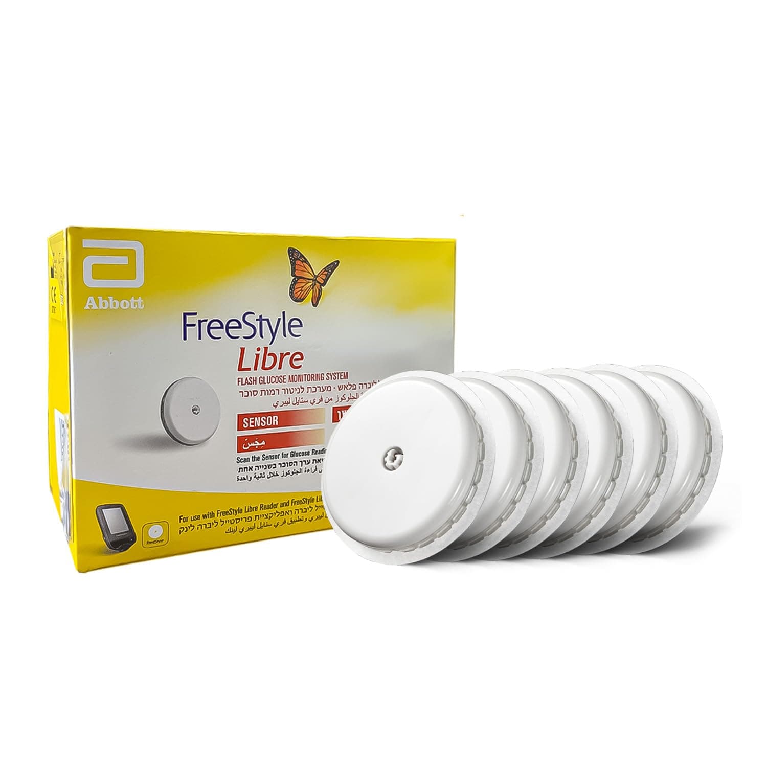 Abbott | FreeStyle Libre CGM Sensor | A Smart Alternative to Traditional Glucose Monitoring | Continuous Glucose Tracking Day & Night | Helps with Better Diabetes Management | No Finger Pricks Required1 | Pack of 6