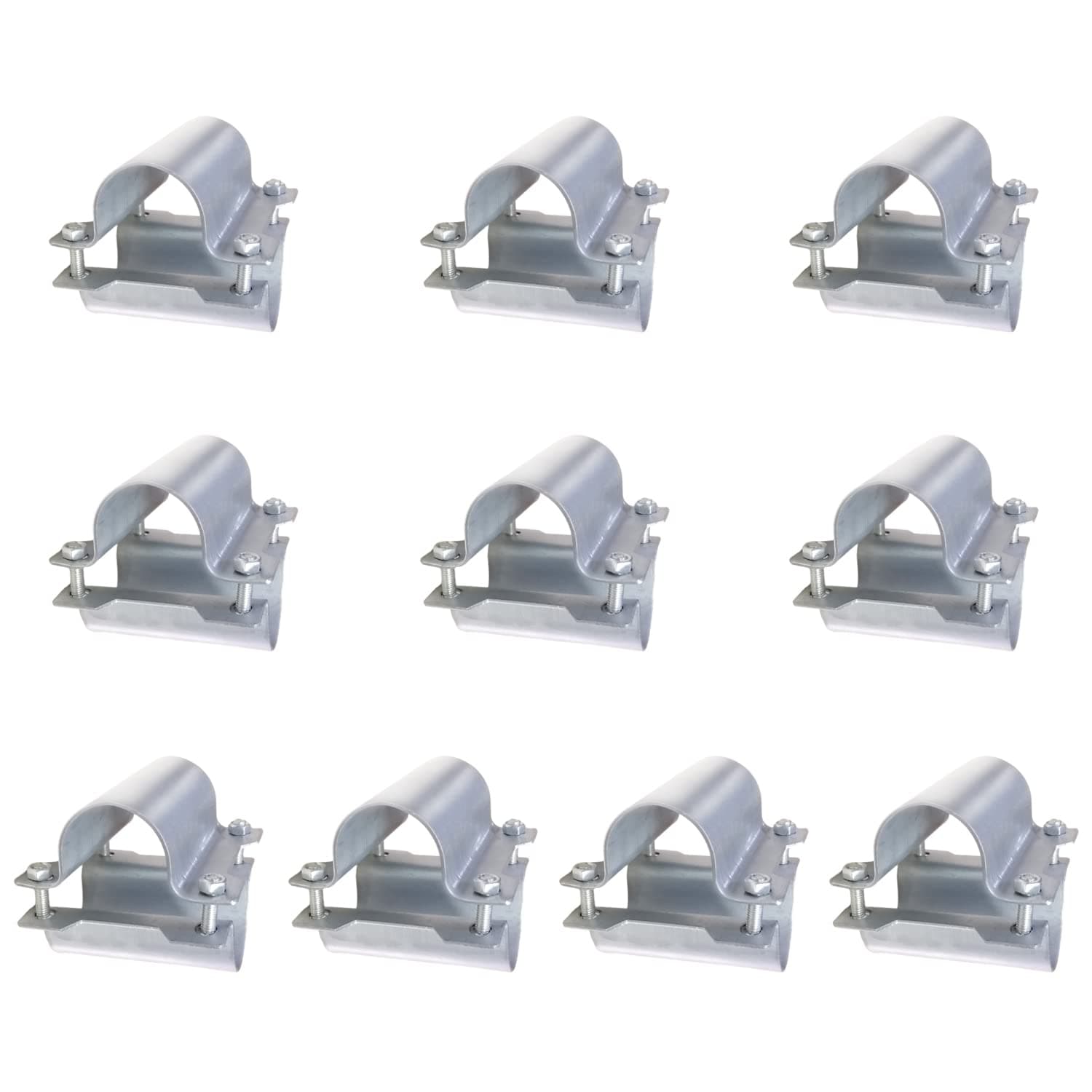 20 Pcs/10 Pairs Greenhouse Cross Grid Pipe Connector Clamps Purlin Bracket Fit 1-3/8 inch OD Tube, Galvanized Steel Pipe Fitting Clip w/Bolts Nuts for Farm, Rail Fence