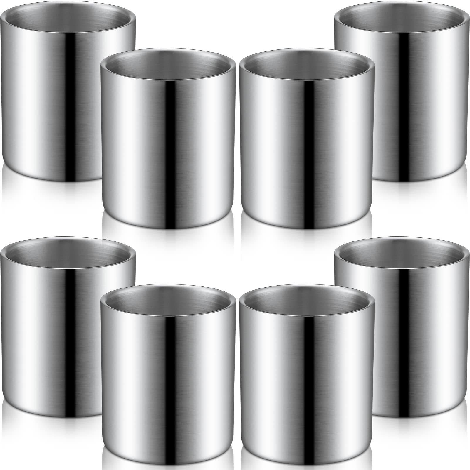 Zopeal 8 Pieces Stainless Steel Whiskey Glass Bulk 6.8 oz Insulated Metal Cups Double Wall Tumbler Whiskey Gifts for Men Husband Father Lover