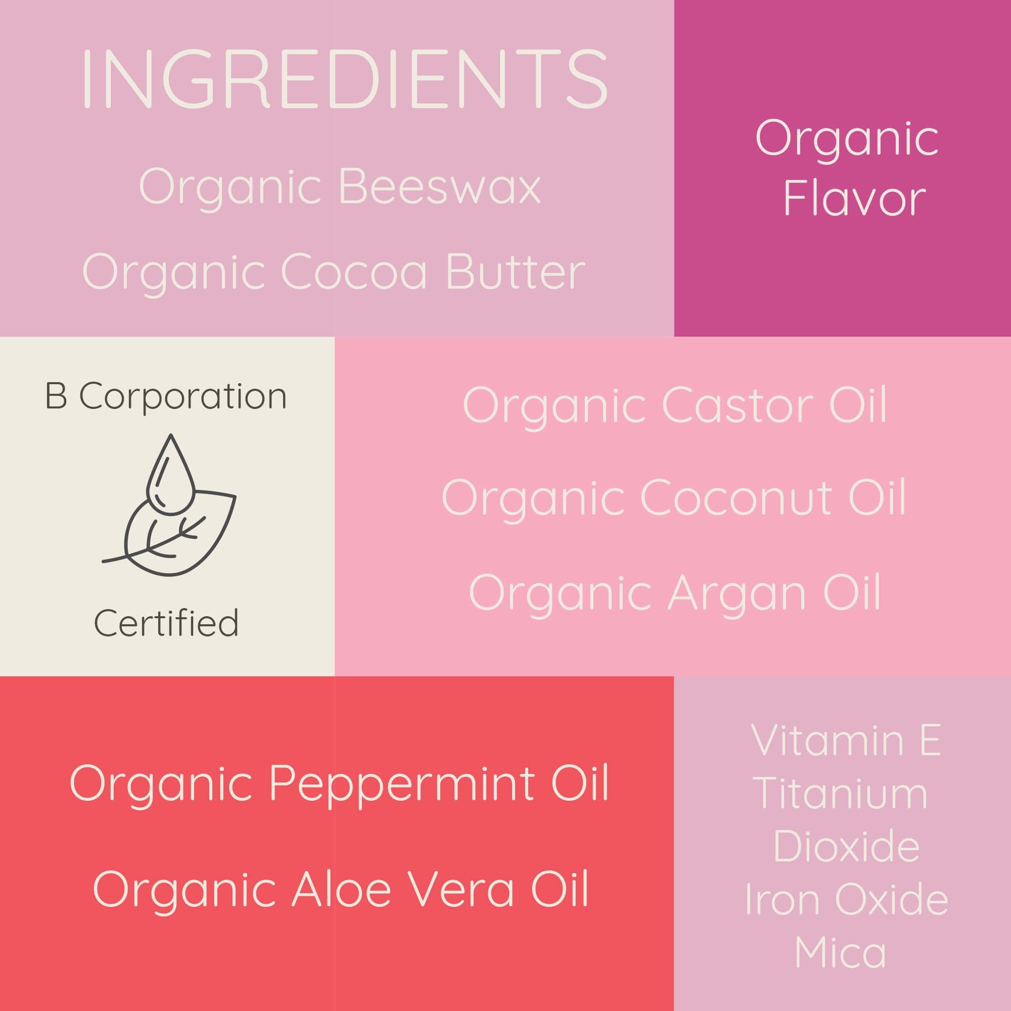 4-Pack Shimmer Tinted Lip Balms - Natural & Organic Ingredients - Hydrating & Moisturizing, USA Made