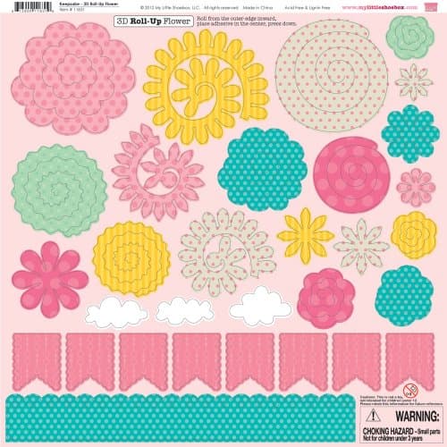 My Little Shoeboby Keepsake Collection, 3D Roll-Up Flower Diecut, Double Sided, 12 by 12-Inch
