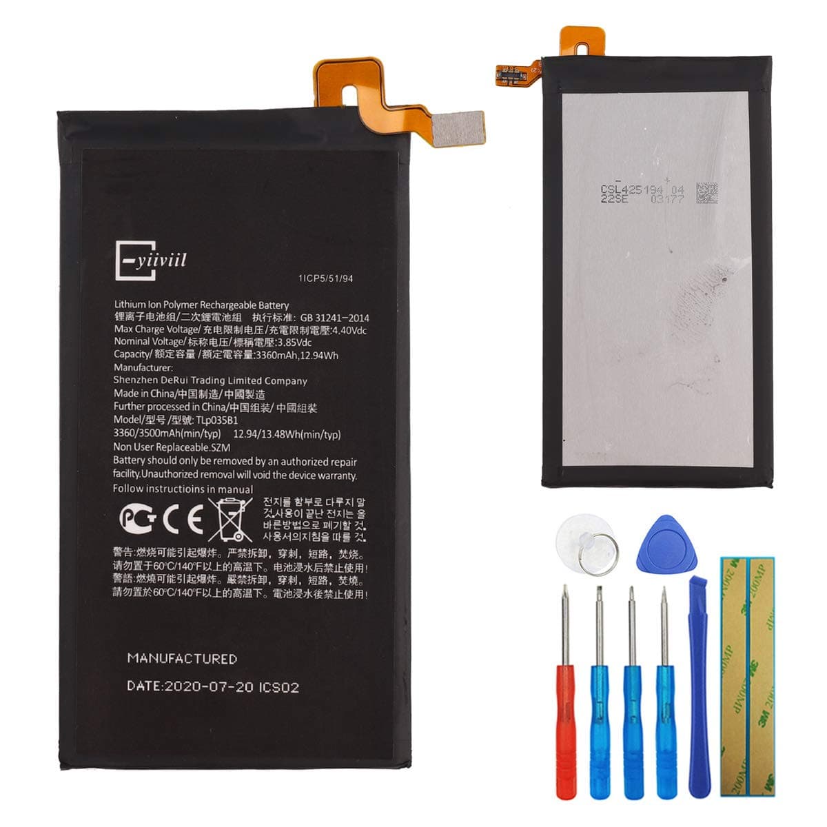 Replacement Battery TLP035B1 Compatible with BlackBerry KEY2 KEYTWO BBF100-1 BBF100-2 with Tools