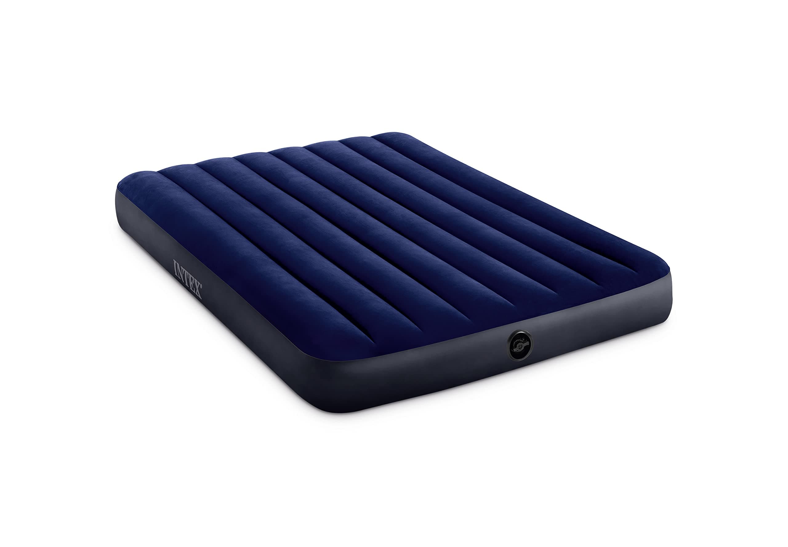INTEX 64758E Dura-Beam Standard Downy Air Mattress: Fiber-Tech – Full Size – 10in Bed Height – 600lb Weight Capacity – Pump Sold Separately Blue