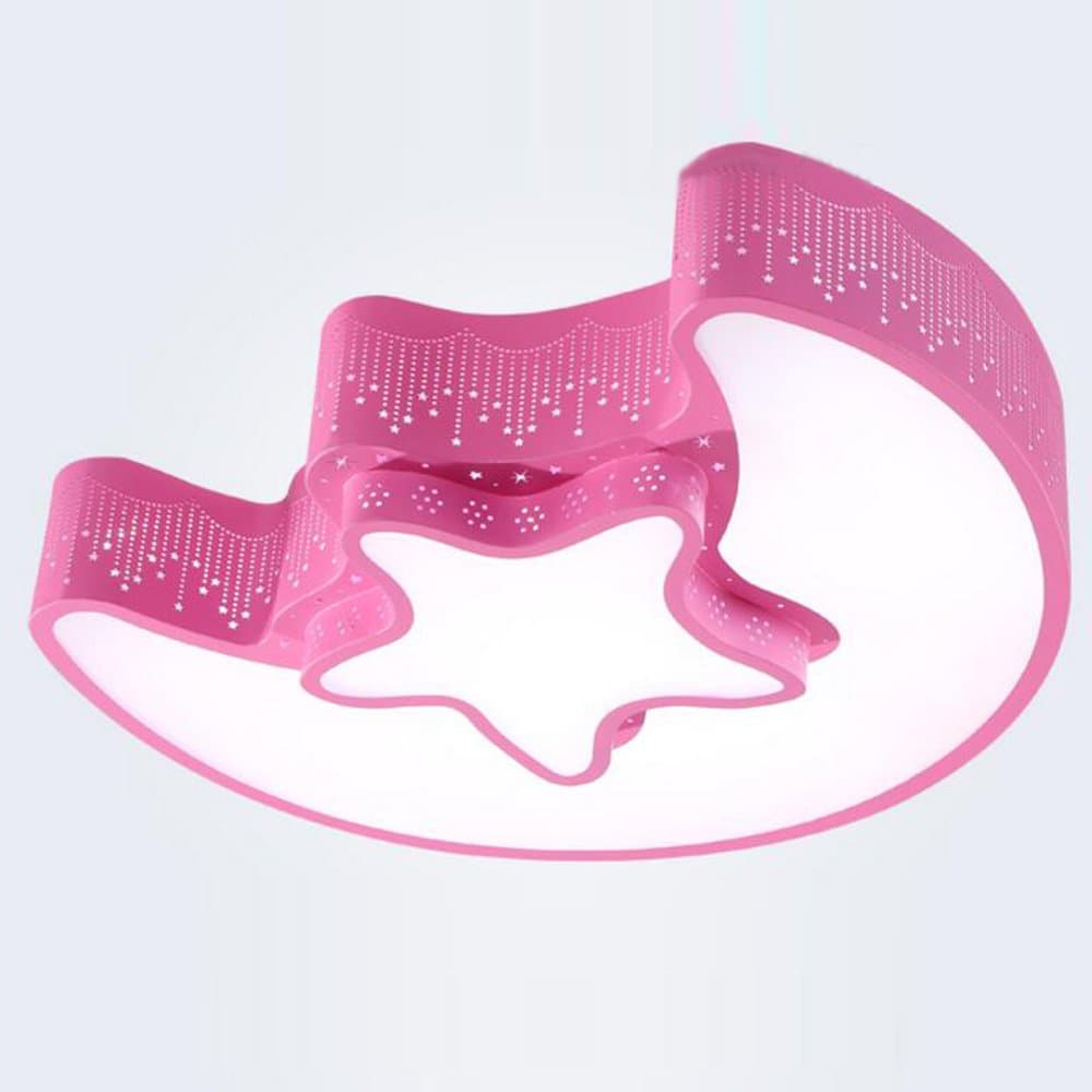 OOEOE Embrace The Stars Of The Moon Creative Children Cartoon Ceiling Light LED Boy girl bedroom Lights(pink)