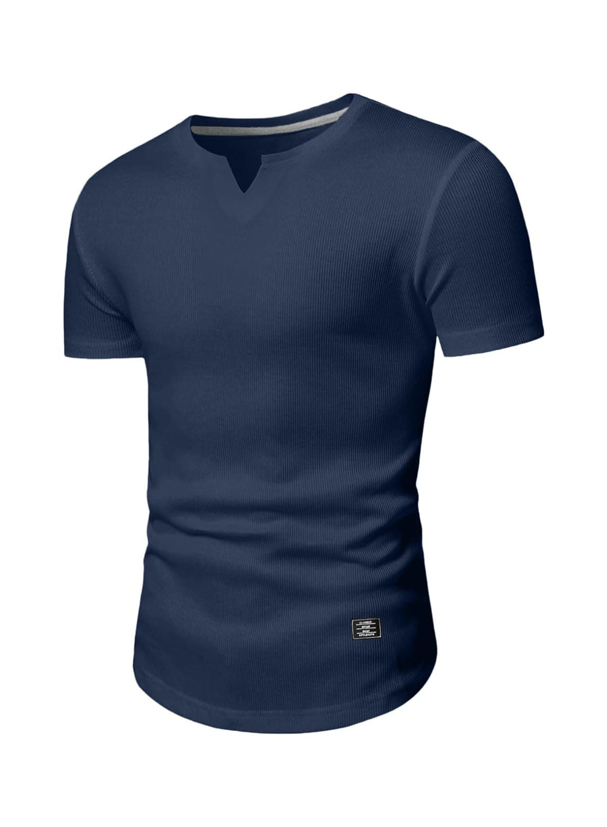 MeiliclothMens V Neck Henley Shirt Basic Slim Fit Short Sleeve Casual Tee Shirt