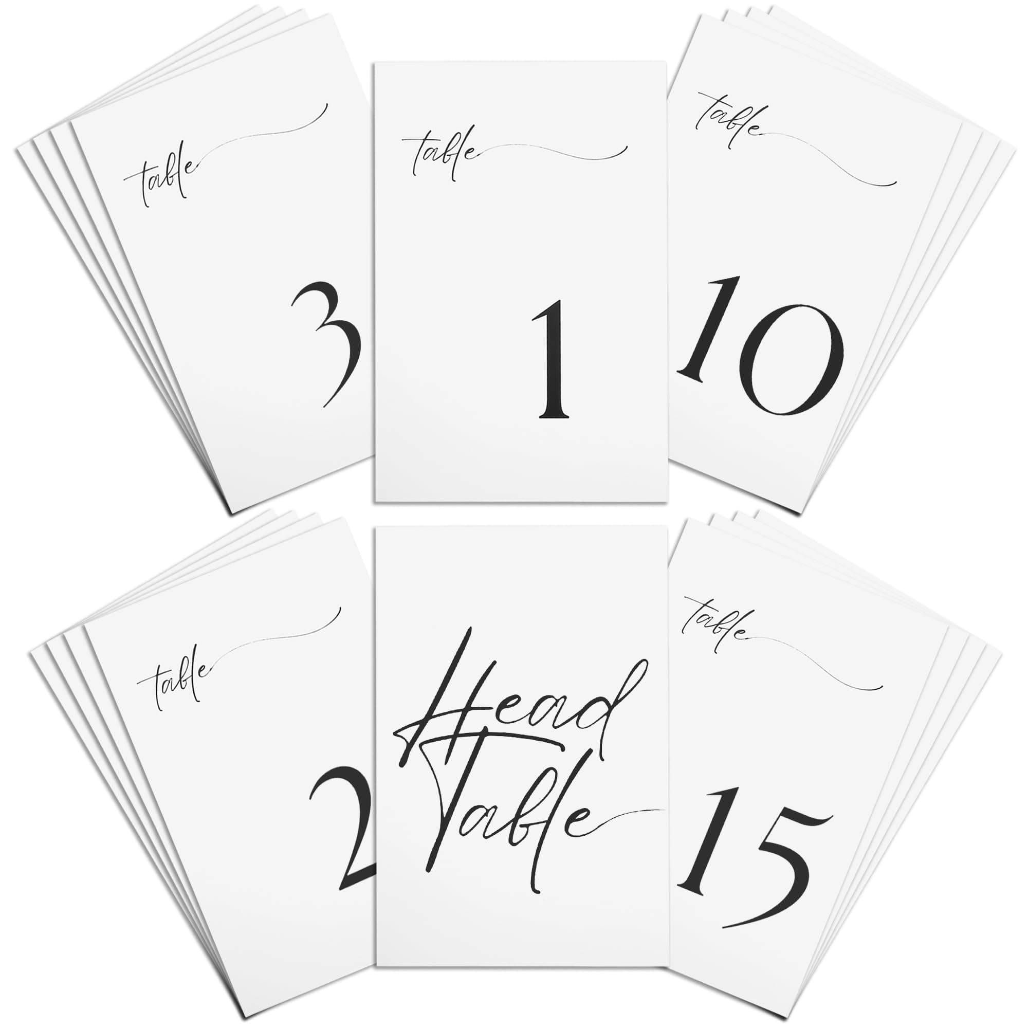 Daivers Elegant Black 350 gsm Paper Place-cards for Weddings, Banquets, Special Occasions (Set of 31 Including Head Table)