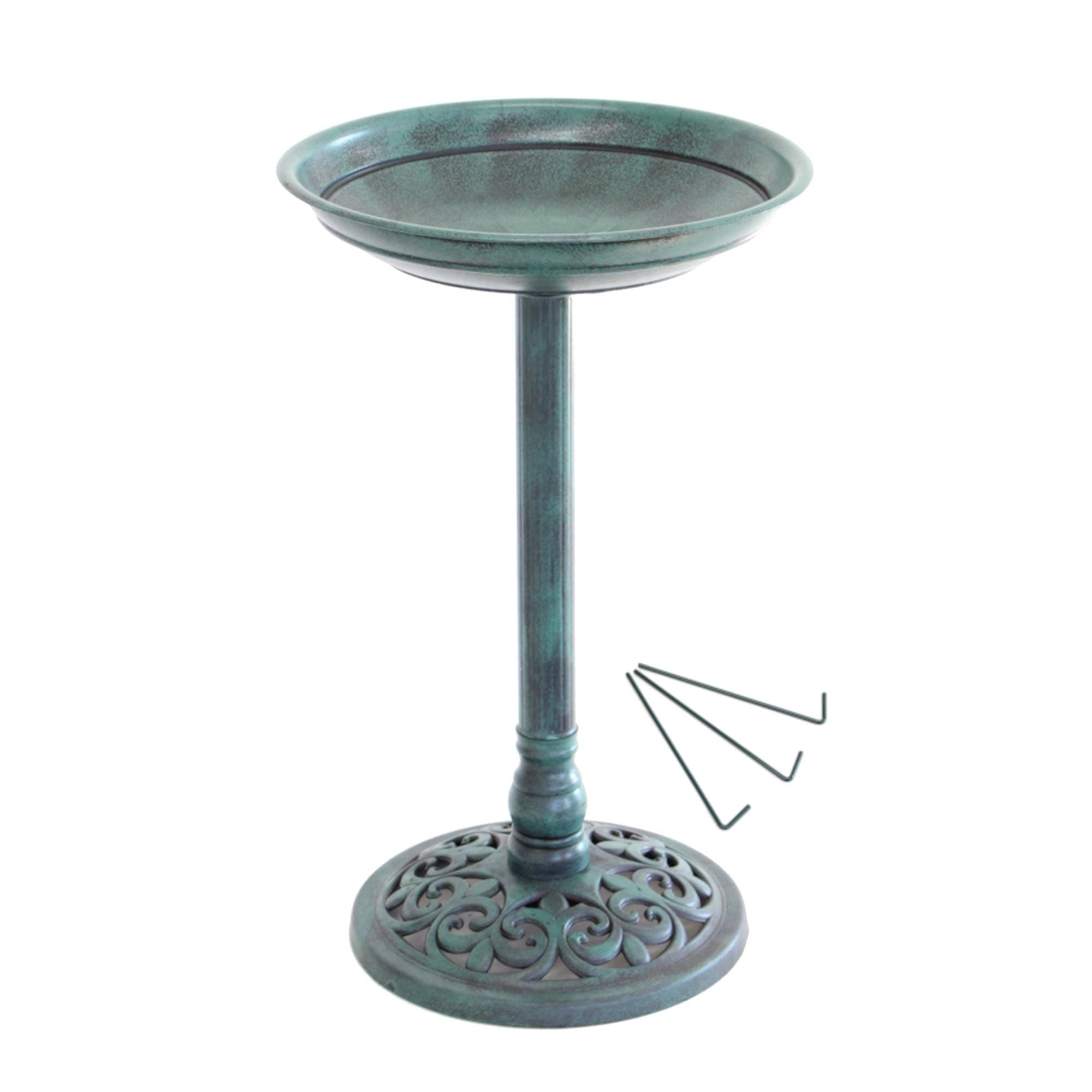 Oypla Traditional Ornamental Garden Pedestal Bird Bath Outdoor Water (Green)