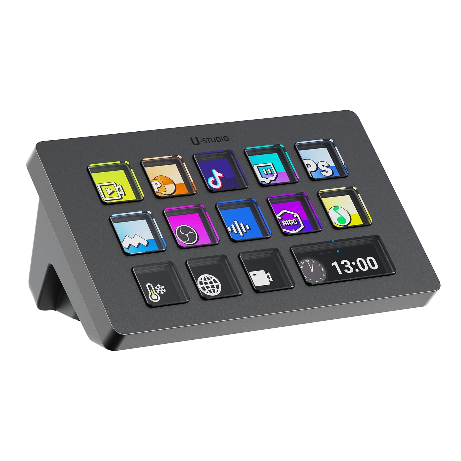 ULANZI Stream Controller Macro Keyboard Deck D200, 14 LCD Keys, 13 Customizable Macro Keys to Control Apps and Software, Trigger Actions in OBS, Twitch, YouTube and More, Works with Mac and PC
