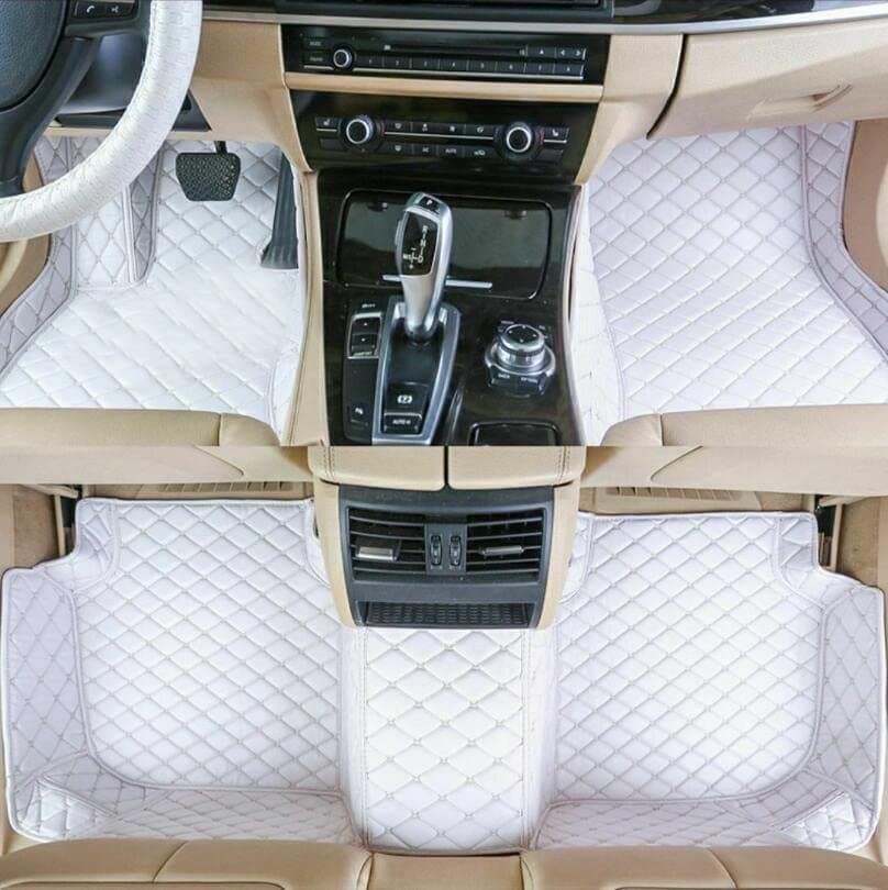 Custom Floor Mats for Cars fit 95% Sedan SUV Sports Car Full Coverage All Weather Men Women Pads Protection Non-Slip Leather Floor Liners (White)