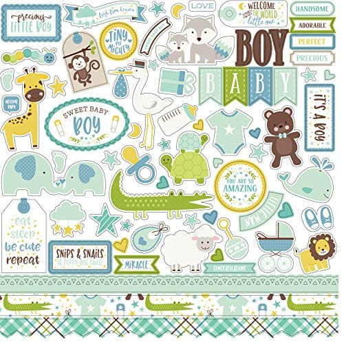 Carta Bella 12" x 12" Elements Sweet Baby Boy Cardstock Stickers, Multicolor