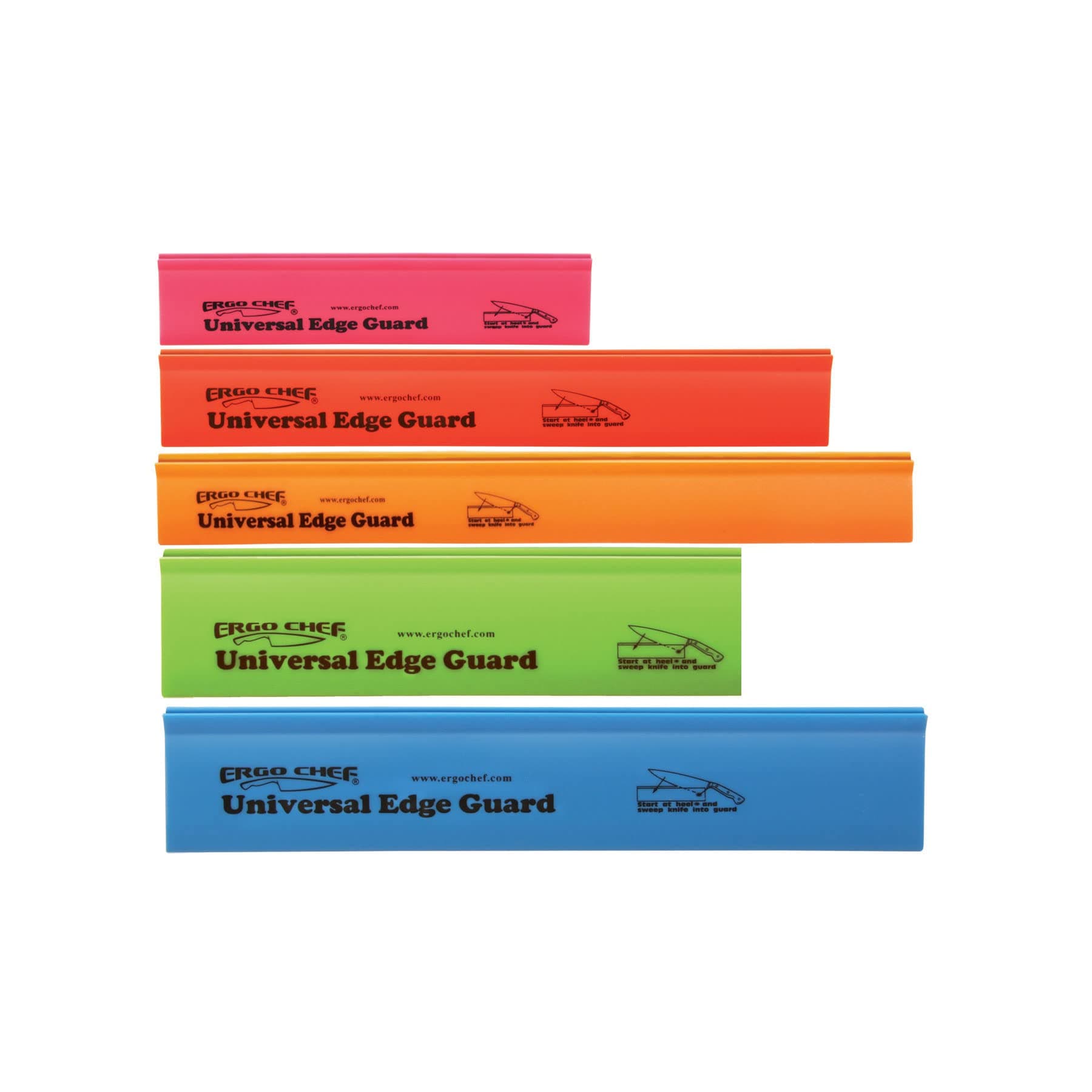 Ergo Chef 5pc Universal Knife Edge Guard Set Multicolored / Multi-sized / for Chef knife, Santoku, Bread, Utility and Paring knives