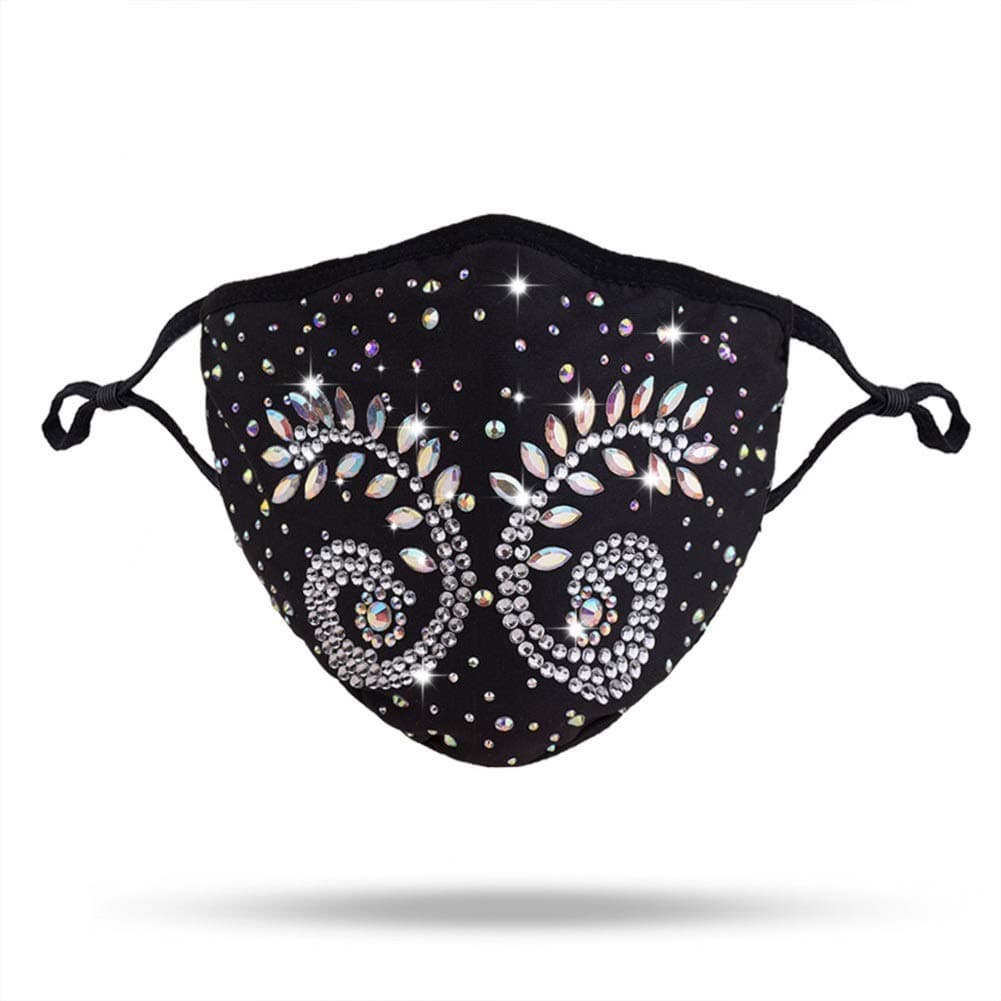 CCbodily Rhinestone Face Mask For Women - Rhinestone Grystal Face Chain Masquerade Mask For Women
