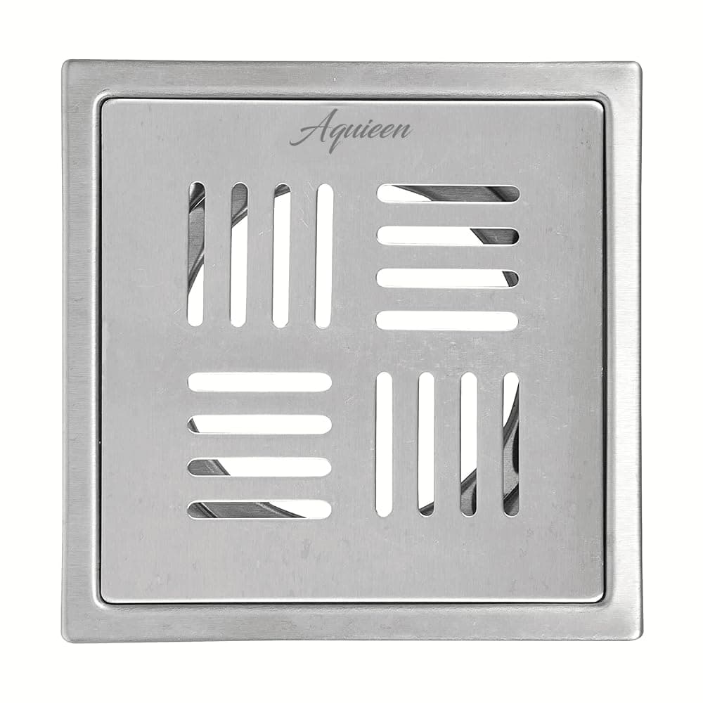 Aquieen Stainless Steel Floor Grating 6x6 Inches | Square Shower Drain Jali with Electro-Coated | Durable and Elegant Bathroom and Kitchen Drain Cover | Modern Floor Waste Solution