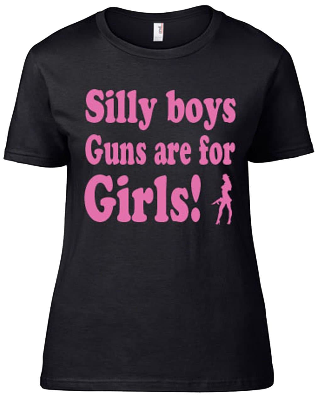 Silly Boys Guns Are For Girls T-Shirt (Black, M)