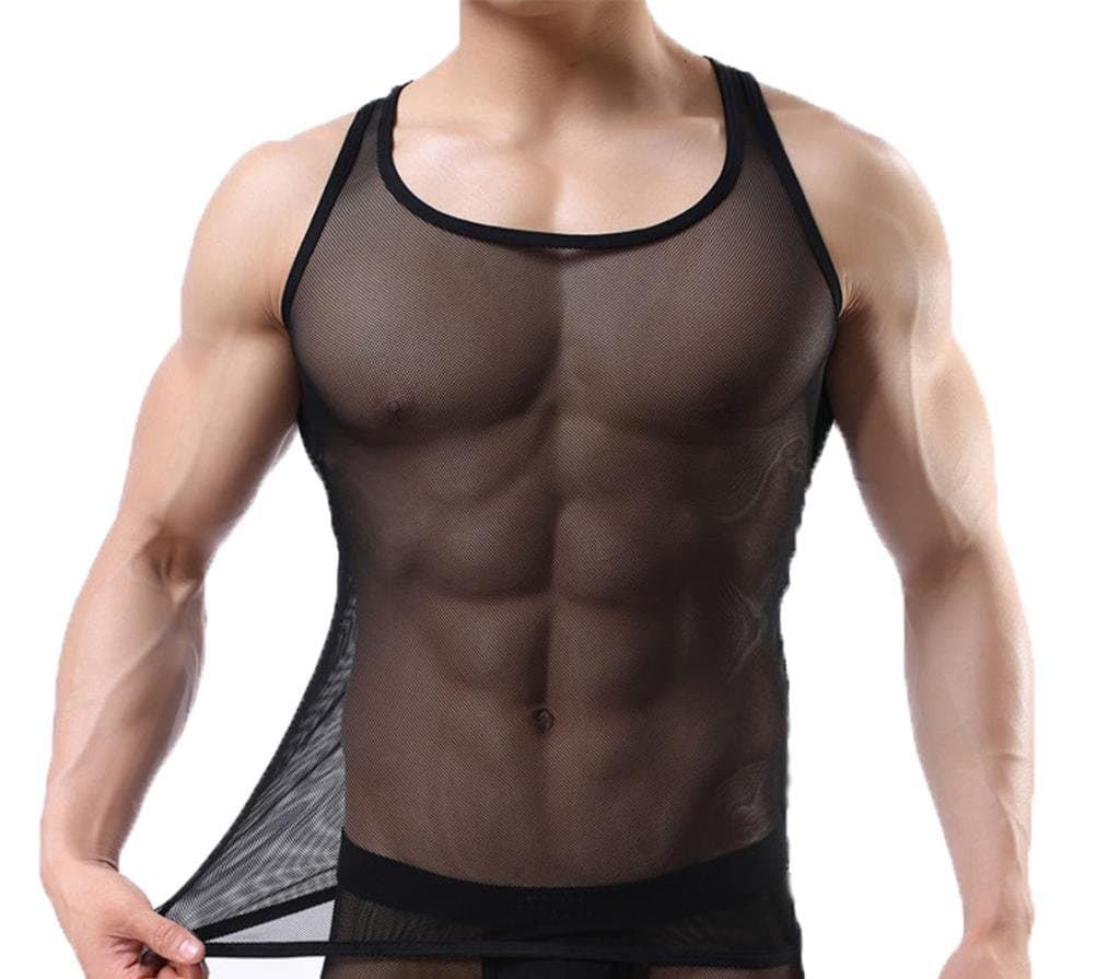 Men's Mesh See-Through Tank Top Vest