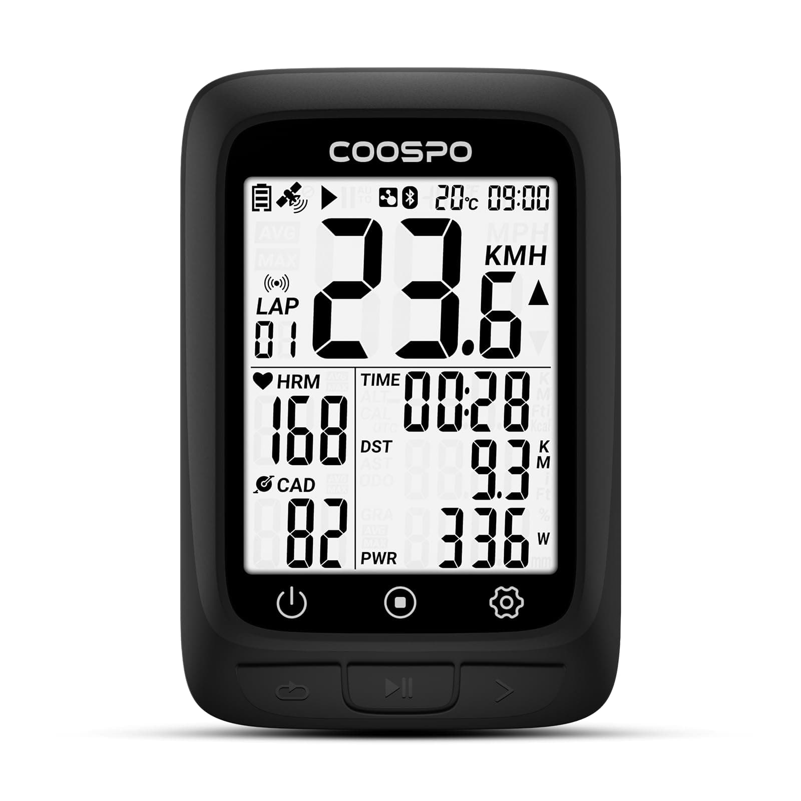 COOSPO Bike Computer GPS Wireless, ANT+ Cycling Computer GPS with Bluetooth , Multifunctional ANT+ Bicycle Computer GPS with 2.4 LCD Screen, Bike Speedometer with Auto Backlight IP67