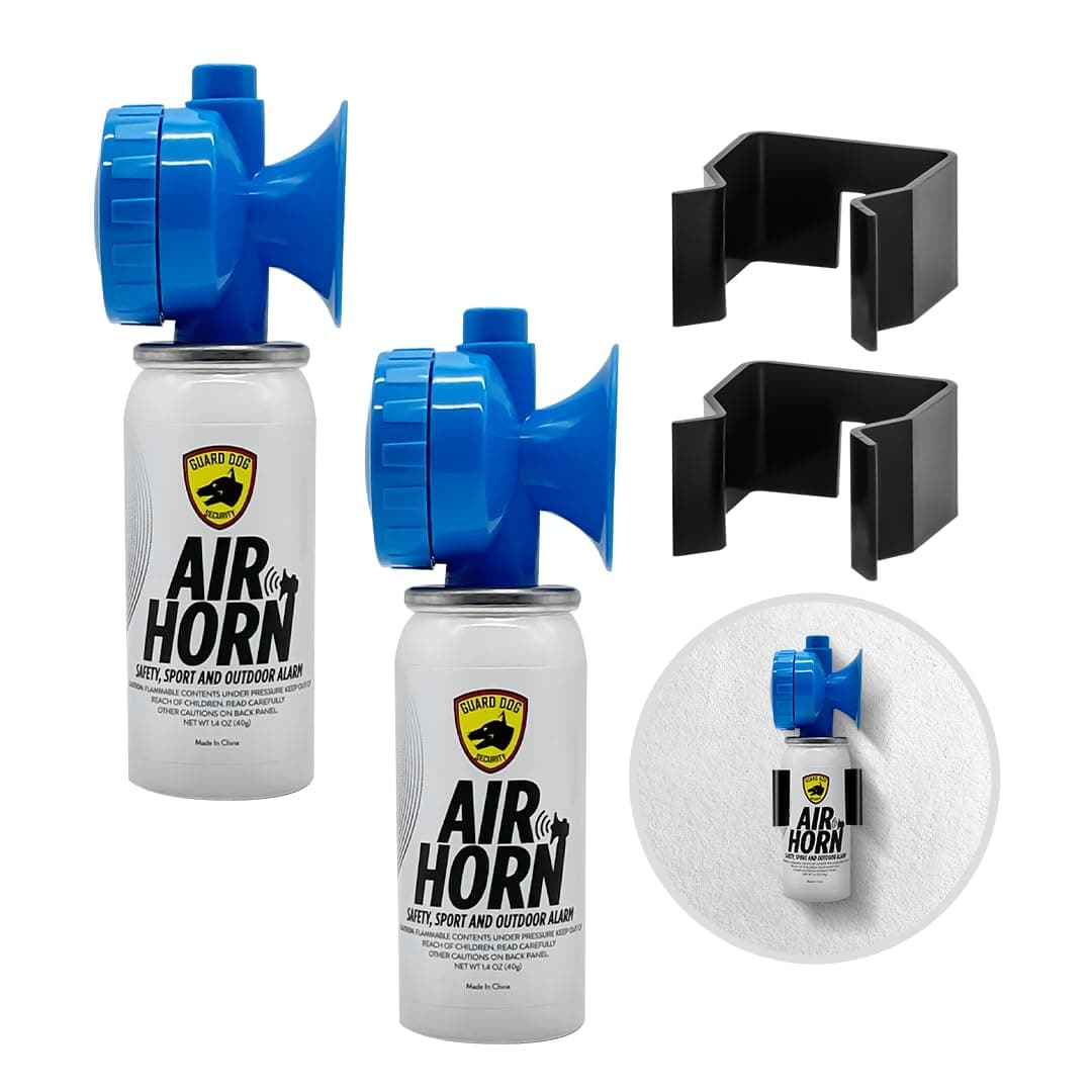 Guard Dog Security Air Horn for Safety, Loud Blow Horn, Hand Held Mini Air Horn, Fog and Boat Horn for Marine, Football Games, Sporting Events and Outdoor Alarms, Powerful 1-Mile Sound Blast 1.4 oz