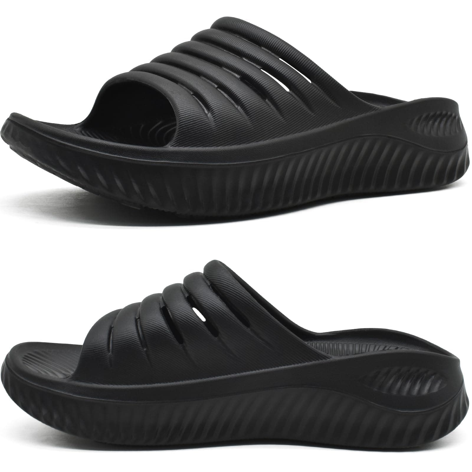 KuaiLu Womens Recovery Sandals With Comfortable Plantar Fasciitis Support,Ladies Orthotic Open Toe Sport Slides Thick Cushion Reduces Stress on Feet,Joints & Back Post-Exercise