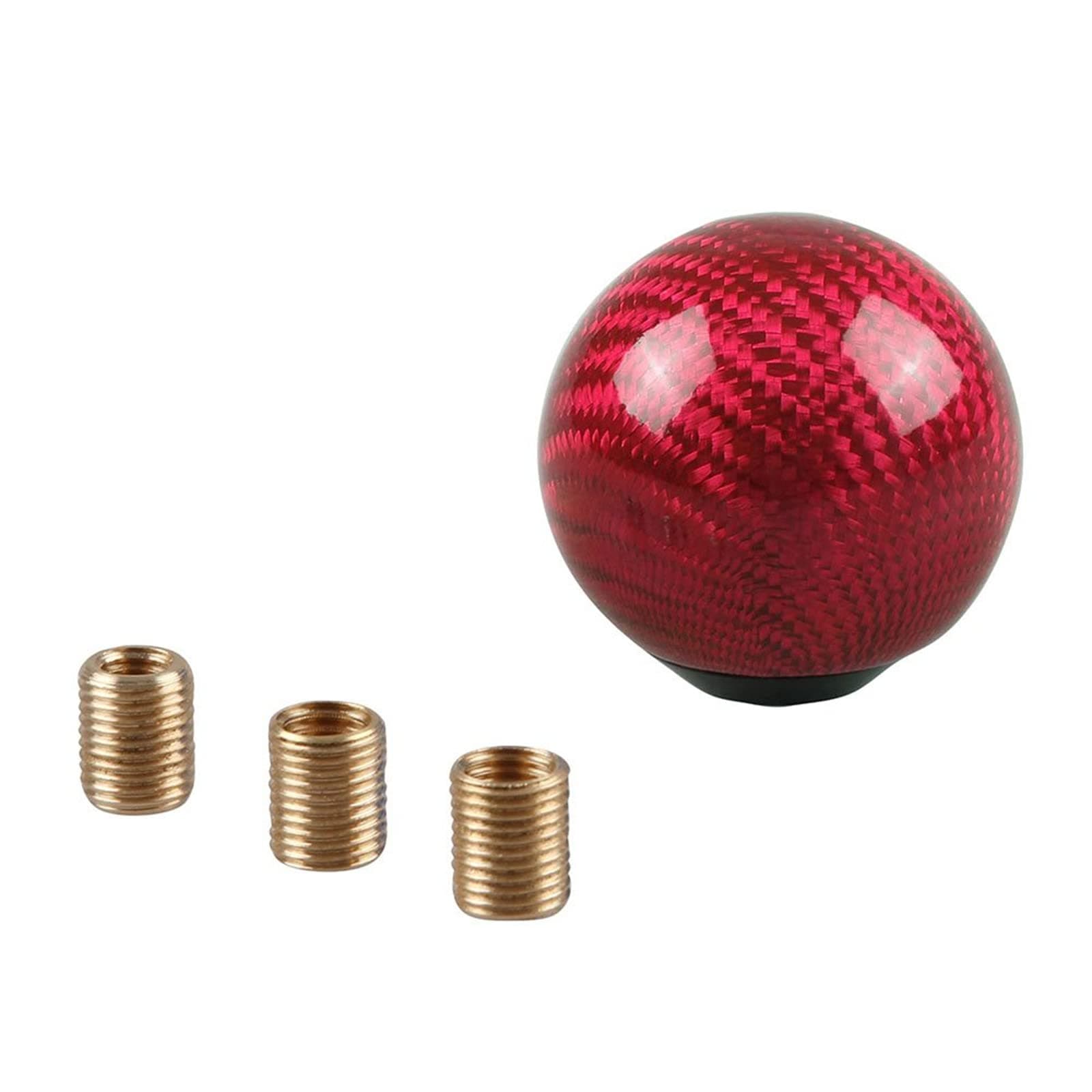 RYANSTAR Carbon Fiber Shift Knob Gear Shifter Knobs with 3 Adapters Round Ball Stick Shifter Level Red