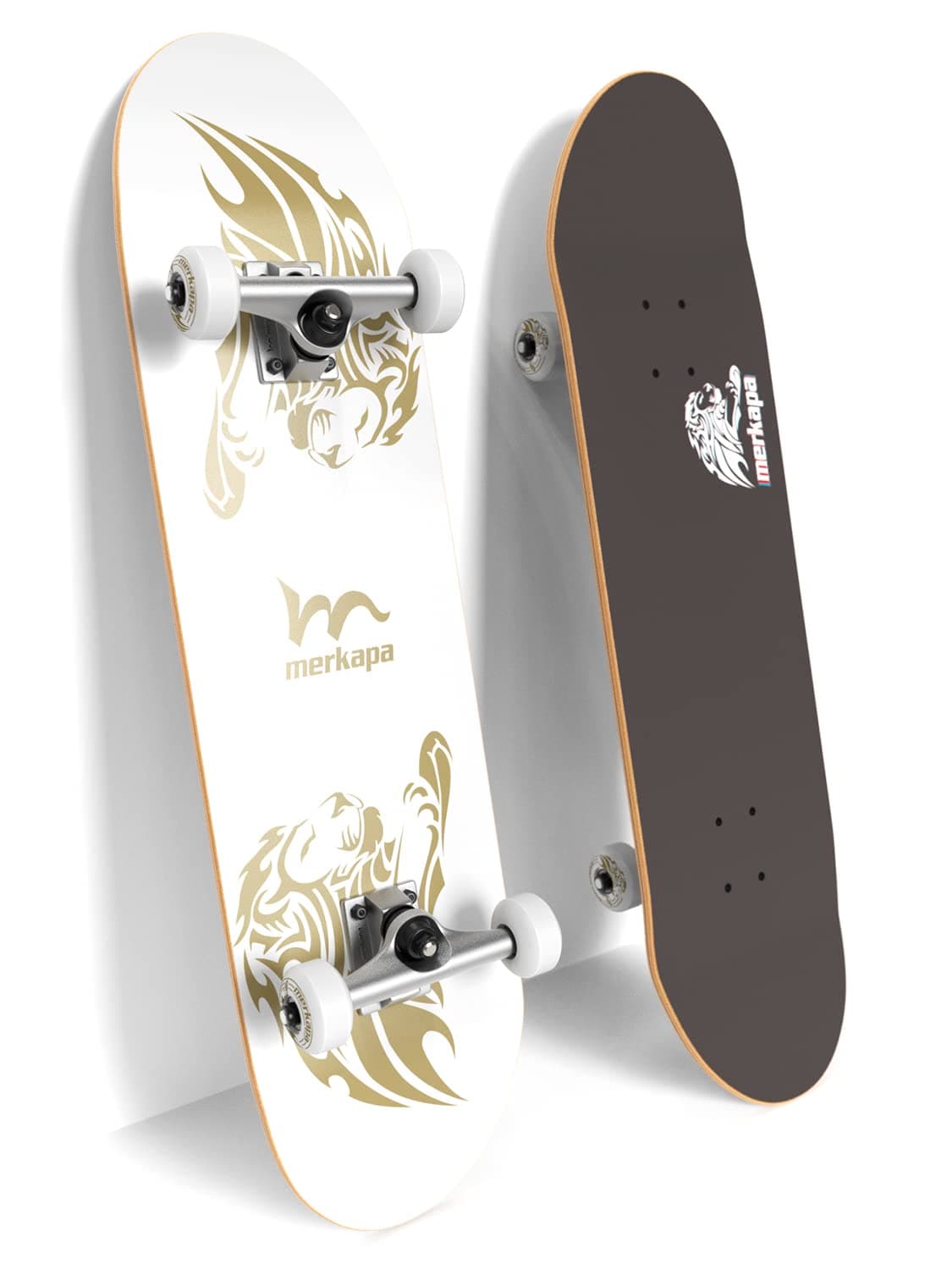 'M Merkapa 31''x8'' Skateboard for Adults Teens Youths Kids Beginners, 8 Layer Canadian Maple Double Kick Deck Concave Fit for Skateboarding, Cruising, Carving, Tricks (with T Tool)'