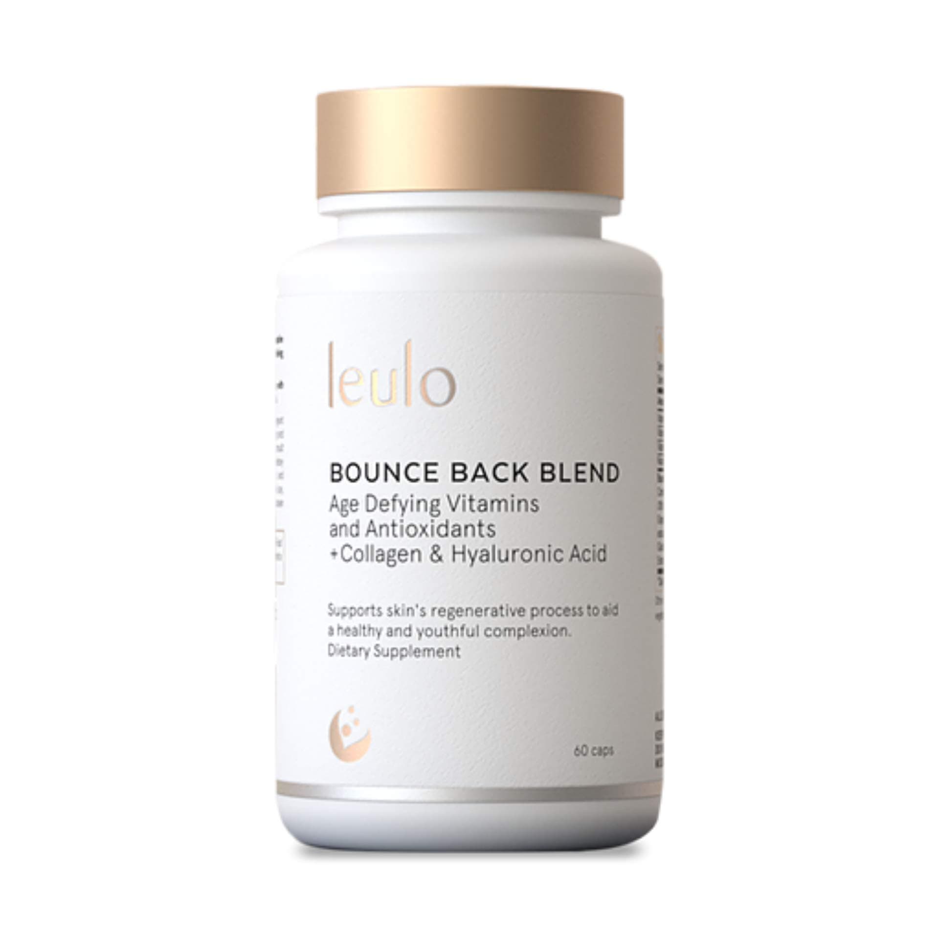 Collagen, Turmeric, Glutathione + C, E, Hyaluronic Acid, Antioxidants, Vitamins All-in-One | Bounce Back Blend (60 Caps) Supplement for Women & Men | Skin
