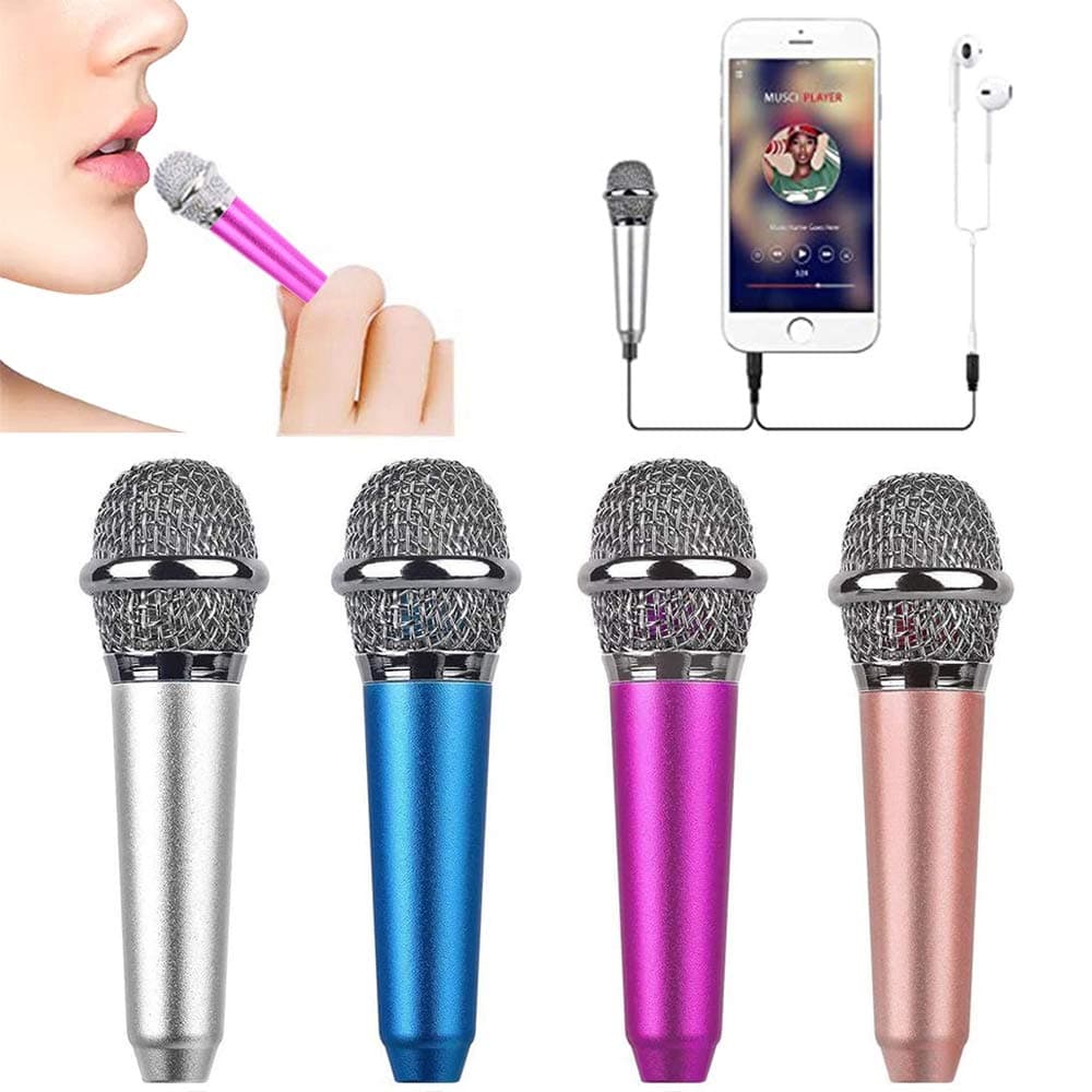 KICOSOADT Mini Microphone,Tiny Microphone, Portable Microphone/Instrument Microphone for Man/Pet Voice Recording Shouting and Sing,with Mic Stand and Box (Rose Red)