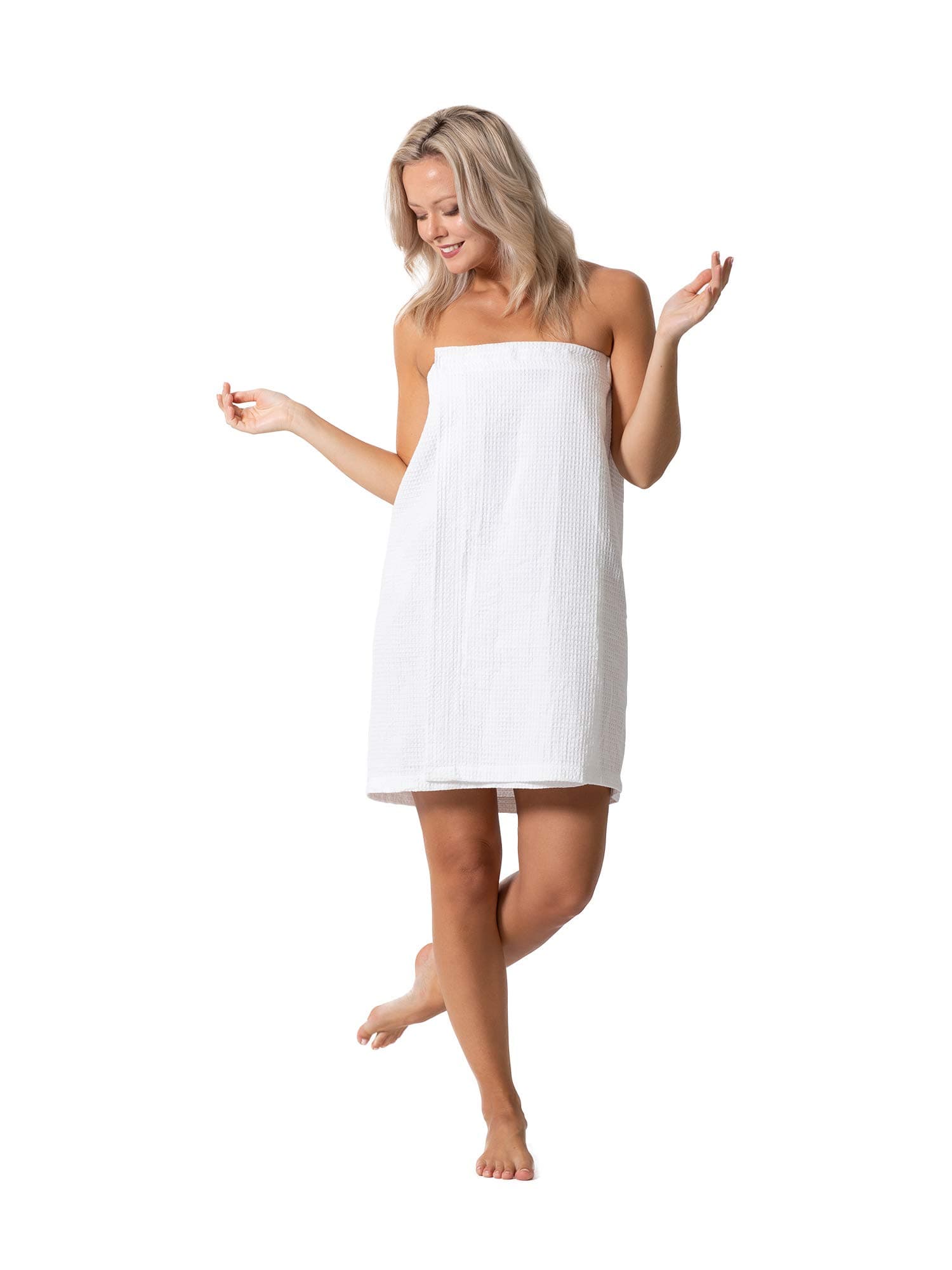 Turkish Linen Women’s Waffle Spa Body Wrap with Adjustable Closure